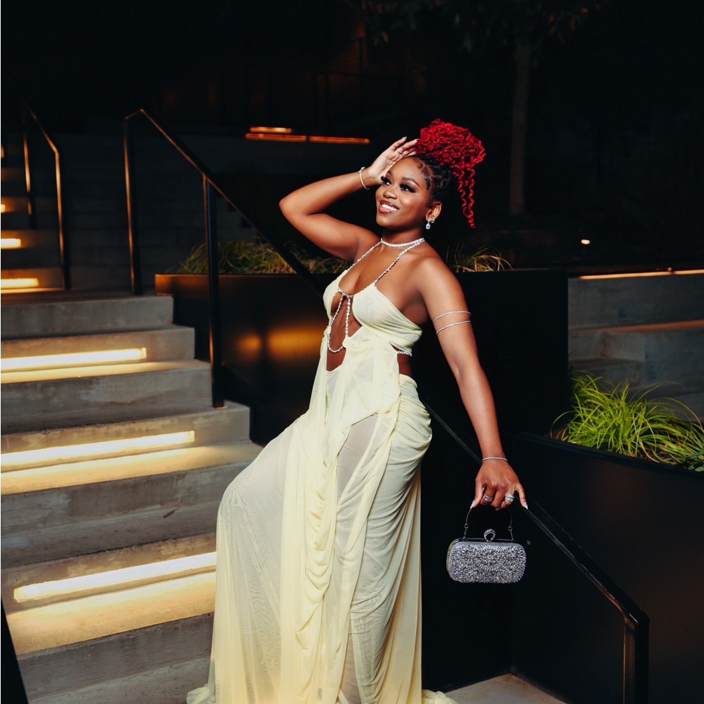 Elegant Yellow Evening Gown